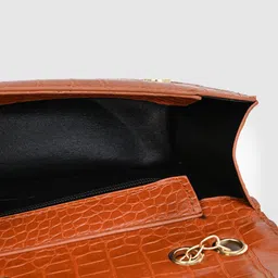 Styli Women Brown Textured Embellished Sling Bag image 5