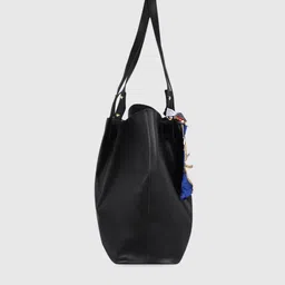 Bagsy Malone Black PU Structured Tote Bag with Bow Detail image 5