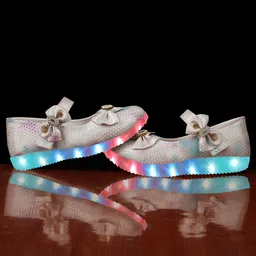 LNG Lifestyle Girls Printed Round Toe Ballerinas With Bows & LED Lights image 5