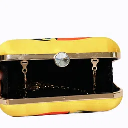 NR By Nidhi Rathi Yellow & Black Printed Box Clutch image 5