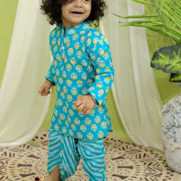 BownBee Boys Floral Printed Regular Pure Cotton Kurta With Dhoti Pants image 5