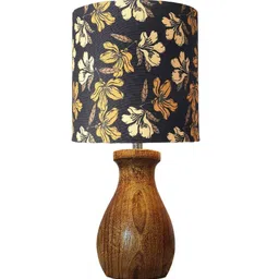 homesake Dovel Pot Modern Table Lamp, Wooden Base Modern Fabric Lampshade for Home Office Cafe Restaurant, Dovel Pot, Iris image 3