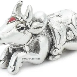 dhruvs collection 999 Silver Shiv Nandi Maharaj Idol for Home, Pooja & Spiritual Gifting Decorative Showpiece - 10.5 cm-picture-11