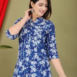 shree ganesh fashion Casual Roll Up Sleeves Printed Women Blue Top-picture-34
