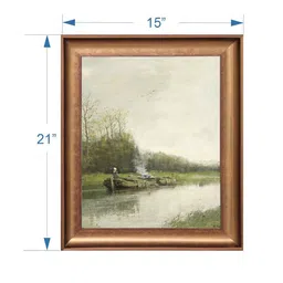 THE VINTAGE ARTISTRY Green Misty Lake Painting Wall Art image 5