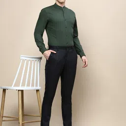 INVICTUS Striped Mandarin Collar Standard Slim Fit Cotton Formal Shirt image 3