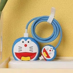 henx Doraemon charger cover for iphone 18/20W Cute 3D Cartoon Design, USB Spiral Cable Protector-picture-18
