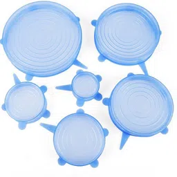 skyfish Silicon Stretch lids for containers Stretchable microwavable Dishwasher Food Grade air Tight Sealer Cover for Round Square Bowls Cups pots cans Jars Glassware 2.6 inch, 3.8 inch, 4.5 inch, 5.7 inch, 6.5 inch, 8.3 inch Lid Set-picture-17