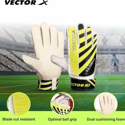 vector x Ultimax Plastic Yellow - White Color Large Size Gloves Goalkeeping Gloves image 2