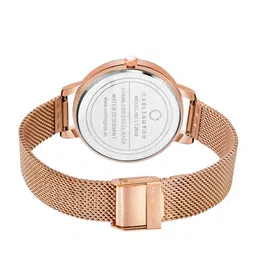 CARLINGTON Women Black Embellished Dial & Rose Gold Toned Straps Analogue Watch CT2019 image 5