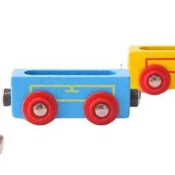 kidzoie Wooden Cartoon Toy Train Set with Colorful Engine & 3 Wagons for Kids image 4