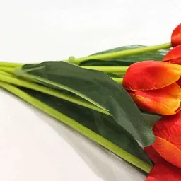casacraft from pepperfry Orange Polyester Tulip Bunch Artificial Flowers image 5