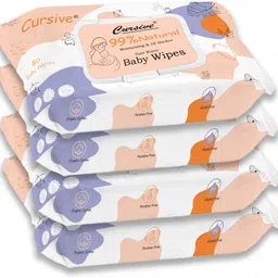 cursive Baby Wipes 99% Pure Water -Aloe Vera & Vitamin E & Paraben Free Soft -Pack of 4-picture-13