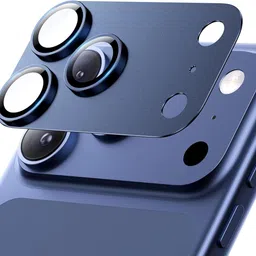 MOBCART Back Camera Lens Glass Protector, Camera Lens Ring Guard Protector for iPhone 17 Pro – 360°Full Coverage, Metal Frame +Glass Camera Protector Dark Blue image 1