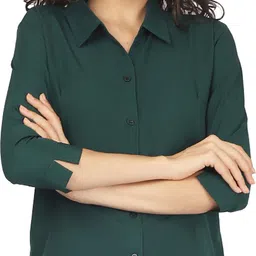 kitimat Women Regular Fit Solid Cut Away Collar Formal Shirt-picture-17
