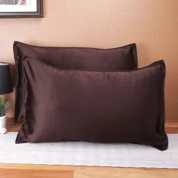 the conversion Coffee Solid 210TC Satin 17 x 27 Inches Pillow Covers (Set of 2) image 1