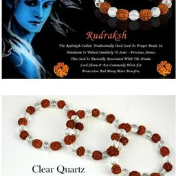 spyronix real treasure Stone, Rudraksha, Clear Quartz Crystal Bracelet image 4