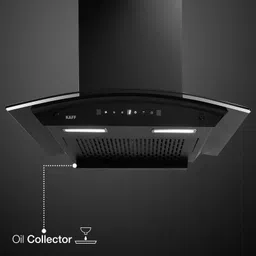 kaff NORA DHC 90 Curved Glass Filterless Chimney 90 CM with 1450 m3/hr Suction Auto Clean Wall Mounted Grey 1450 CMH Chimney image 2