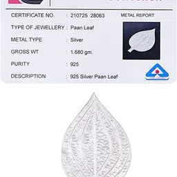 dhruvs collection Pair of 925 Silver Paan Ka Patta - Betel Leaf for Home Decor, Pooja & Gifting Decorative Showpiece - 4 cm image 3