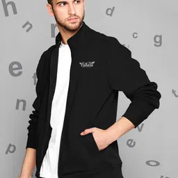 tripr Men Printed Round Neck Black Sweater image 2