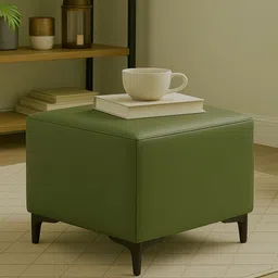 trevi furniture Tornado Leatherette Pouffe In Deepsage PU Colour image 1