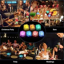 shoponil 12PC of Lightning LED Ice Cubes Multicolor Plastic Ice Cube Tray image 3