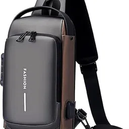 zainto Grey Men & Women Sling Bag Sling Bag Business Men Bag Chest Crossbody bags with USB Charging Port-picture-28