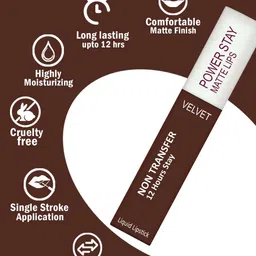PERPAA Power Stay Non-Transfer & Long-Lasting Velvet Matte Liquid Lipstick 5 g- Brown 16 image 4