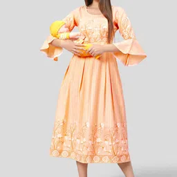 True Shape Floral Print Bell Sleeve Maternity Feeding Fit & Flare Midi Dress image 4