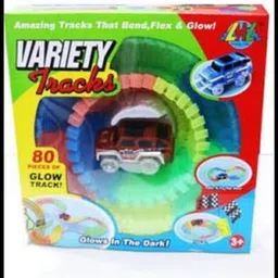 toyomaa 80 pieces glowing tracks with Mini Car Vehicle Toy with light for Kids image 4