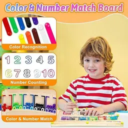 calyxia Wooden Magnetic Train Maze Puzzle Toy – Color & Number Matching image 3