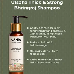 VEDIX Set of 4 Ayurvedic Utsaha Bhringadi Shampoo, Conditioner, Booster Oil & Hair Mask image 4