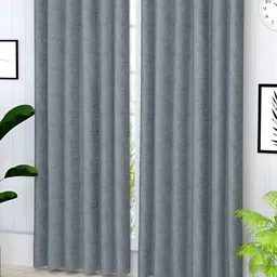 bsb home Grey 2 Pieces Black Out Door Curtains image 5