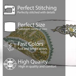 STITCHNEST White & Green 2 Pieces Ethnic Motifs Rectangle Cushion Covers image 2