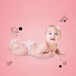 Snugkins Kids Sakura Reusable Cloth Diaper with Organic Cotton Prefold Pad - Pink image 2