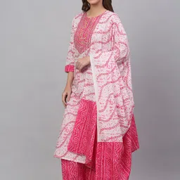 KALINI Women Bandhani Printed Sequinned Kurta with Palazzos & Dupatta image 2