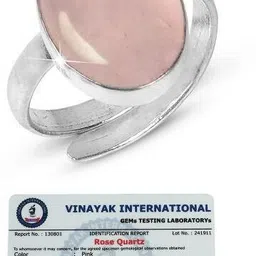 reiki crystal products Certified Natural Rose Gemstone Adjustable Ring for Unisex Metal Quartz, Crystal Ring image 1