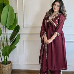 love of fashion Women Pure Cotton Kurta Pant Dupatta Set image 1