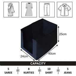 Kuber Industries Black 4 Pieces Non Woven Fabric Shirt Stacker image 3