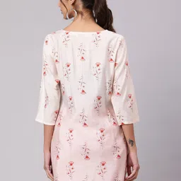 Jaipur Kurti Floral Printed Thread Work Chanderi Thread Work Kurtis image 5