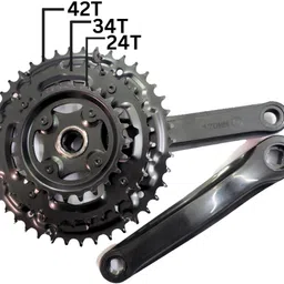 roadtopedal MTB BICYCLE CRANK 3 SPEED GEAR 42T-34T-24T 170mm crank arm Pedal image 2