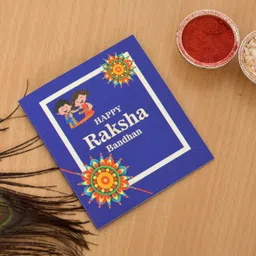 indi art Designer Lumba Rakhi with Moli Rakhi for Bhaiya Bhabhi & Kids Rakhi Set for RakshaBandhan Kundan, Mauli Thread Rakhi, Greeting Card, Chawal Roli Pack Set image 5