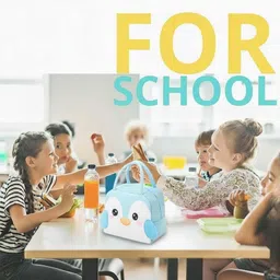 go hooked Kids Lunch Bag with Penguin Face Design | Thermal Insulated Oxford Tote Waterproof Lunch Bag image 3