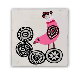 posh n plush Pink Bird Marble Marble Wall Art image 3