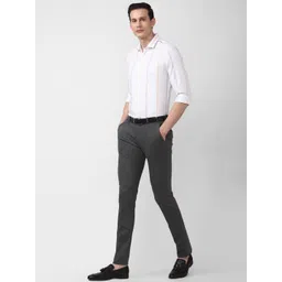 Peter England Men Off White Slim Fit Striped Formal Shirt image 4