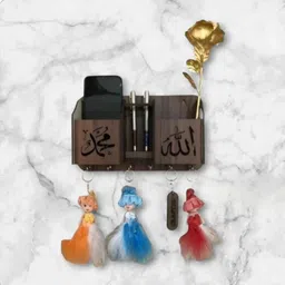 unnati times Ramzan dezine wooden home deacor Wall key holder &mobeil pen stand Wood Key Holder-picture-17