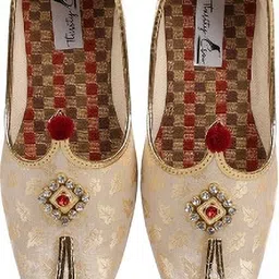 thirsty crow Handcrafted Indian Golden Wedding Shoes, Sherwani Jutti, Traditional Ethnic Mojaris For Men image 5