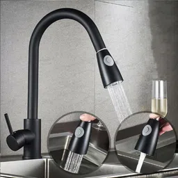 kyari - Matte Black Single Lever Hot & Cold Water Kitchen Sink Mixer Pull out Tap For Kitchen Sink Kitchen Mixer Faucet-picture-10