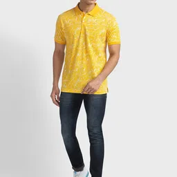 ColorPlus Slim Fit Abstract Printed Polo Collar Pure Organic Cotton T-shirt image 5