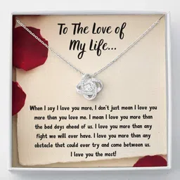 rakva Gift Wife Necklace, To The Love Of My Life Necklace. Wife Fiance Soulmate Rhodium Cubic Zirconia Sterling Silver Pendant Set-picture-26